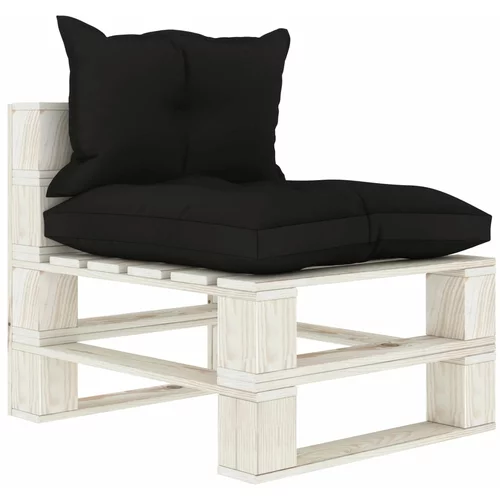 vidaXL Vrtna središnja sofa od paleta s crnim jastucima drvena