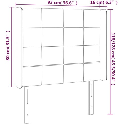  LED uzglavlje tamnosivo 93 x 16 x 118/128 cm od tkanine Slike