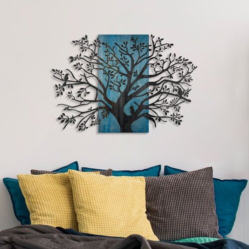 Wallxpert Sombra del Bosque -3 BlueBlack Decorative Wooden Wall Accessory Cene