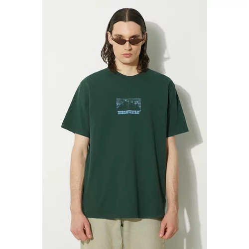 thisisneverthat Pamučna majica Nightmare Tee za muškarce, boja: zelena, s tiskom, TN241TTSST16