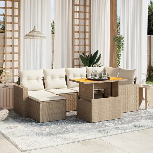 vidaXL 7-dijelni set vrtnih sofa od poliratana s jastucima bež Cijene