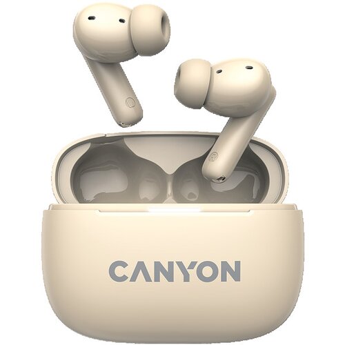 Canyon slušalke OnGo TWS-10 ANC+ENC, Bluetooth Headset, microphone, BT v5.3 BT8922F, Frequence Response:20Hz-20kHz, battery Earbud 40mAh*2+Charging case 500mAH, type-C cable length 24cm,size 63.97*47.47*26.5mm 42.5g, Beige - CNS-TWS10BG Cene