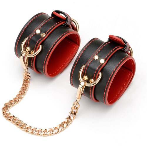 SuperLove Premium Handcuffs Black-Red Cene