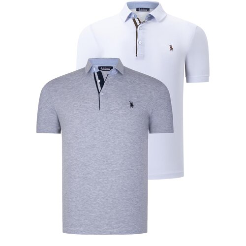 Dewberry DUAL SET T8582 MENS T-SHIRT-WHITE-GREY Slike