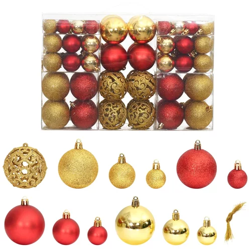 vidaXL Božične bunkice 100 kosov zlate in vinsko rdeče 3 / 4 / 6 cm