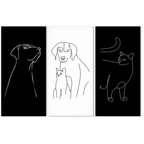  Slika - Domestic Animals (3 Parts) 120x80 Premium Print Slike