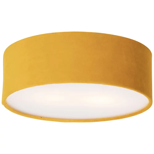 QAZQA Stropna svetilka oker 30 cm z zlato notranjostjo - Drum