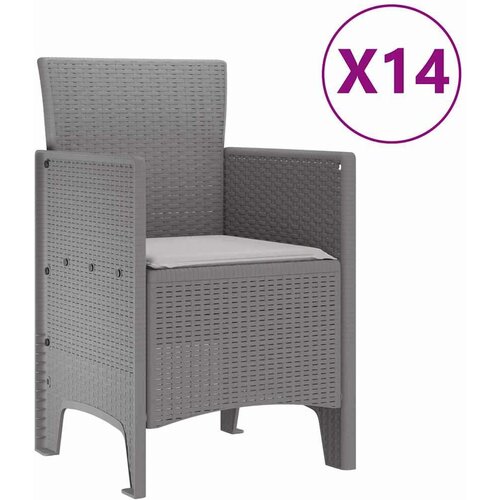 vidaXL 15-delni vrtni jedilni set s blazinami Svetlo siva Poli ratan Cene