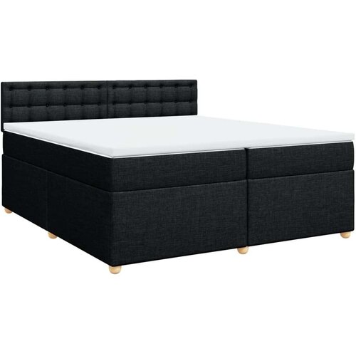 VidaXL Krevet s oprugama i madracem crni 200x200 cm od tkanine Slike
