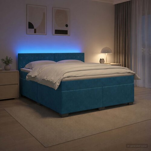  s box springom, madracem i LED-om Plava 140 x 190 cm Cene