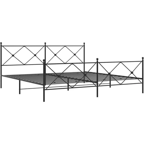 vidaXL Kovinski posteljni okvir z vzglavjem in vznožjem črn 200x200 cm, (21128044)