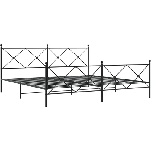 vidaXL Metalni okvir kreveta uzglavlje i podnožje crni 200x200 cm