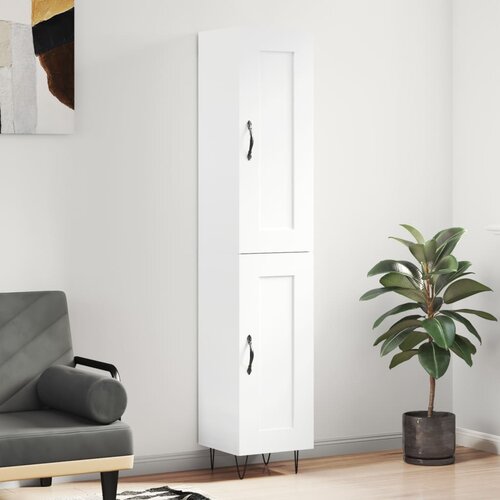 The Living Store Visoka omara visok sijaj bela 34,5x34x180 cm inženirski les - Visoka Omarica, (21430363) Cene