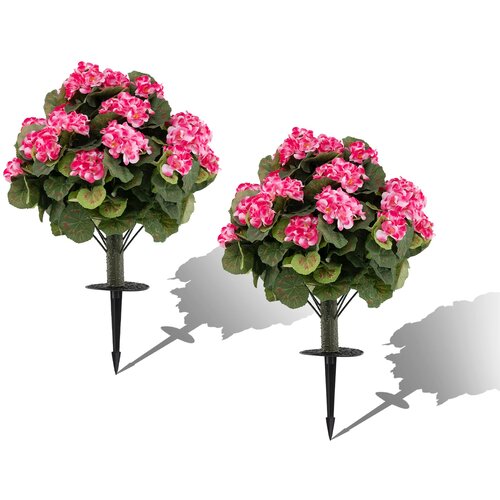 Costway Komplet umetnih pelargonij z rožnatimi cvetovi, 2 kos, (5000357771) Cene