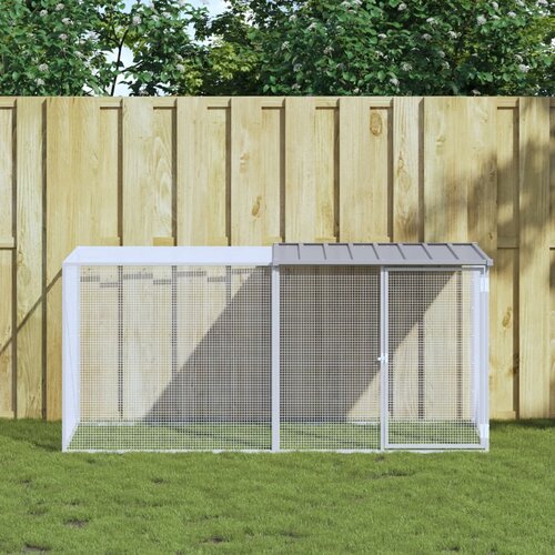 VidaXL Kavez za koko&amp;scaron;i s krovom svjetlosivi 203x98x90 cm čelični Slike