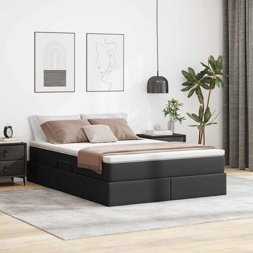 vidaXL Krevet s madracem i skladi&scaron;tem Crna 140 x 200 cm Lažna koža Cijene