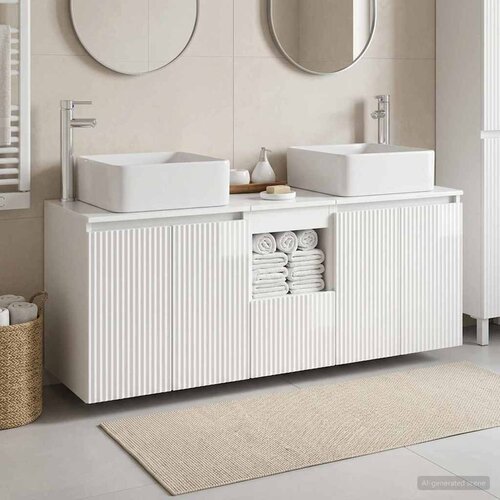  Set ormarića za kupaonicu 3 kom. Bijela visokog sjaja 49,5 x 41 x 63 cm Slike
