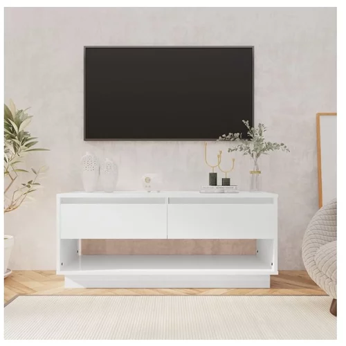  TV omarica visok sijaj bela 102x41x44 cm iverna plošča