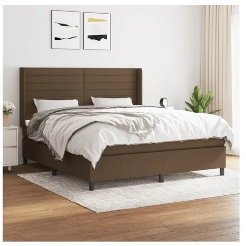 vidaXL Box spring postelja z vzmetnico temno rjava 180x200 cm blago