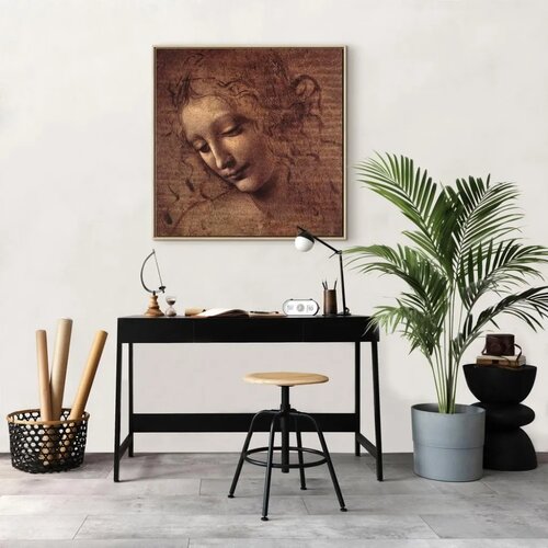  Slika - Leonardo da Vinci &amp;ndash; Head of a Young Woman (Leda) 40x40 U prirodnom drvenom okviru Slike