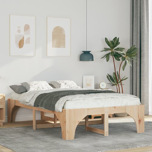 vidaXL Posteljni okvir Rjava 120 x 200 cm Trdna borovina Cene