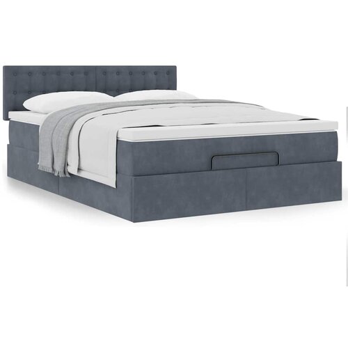 vidaXL Otomanski posteljni okvir z vzmetnico siv 140x190 cm žamet Cene
