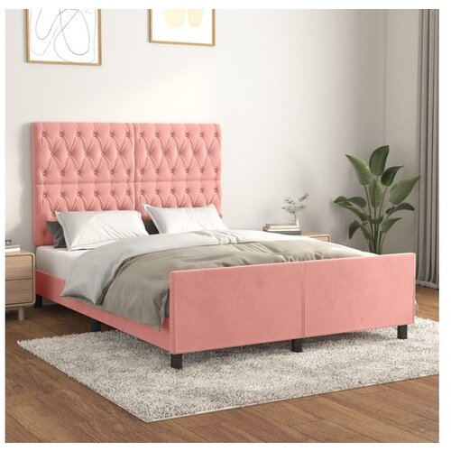 VidaXL Okvir za krevet s uzglavljem ružičasti 140x190 cm bar&amp;scaron;unasti Slike