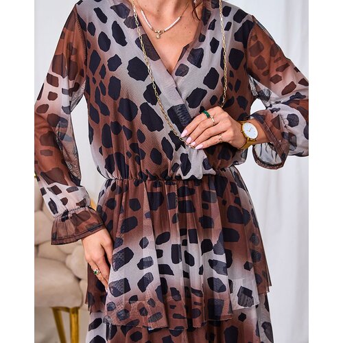Resti Black and brown mesh midi dress with print Cijene