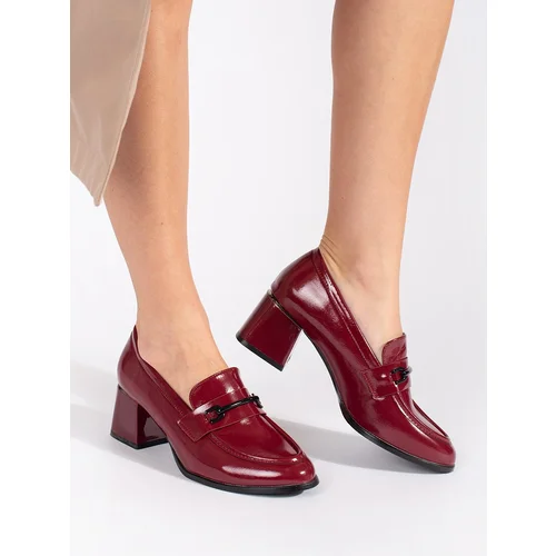 GOODIN Burgundy women's loafers with heels