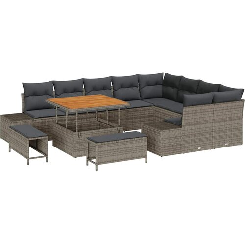  Sjedeća garnitura za vrt 12 kom. Siva poliratan 319 x 234 x 85 cm Slike