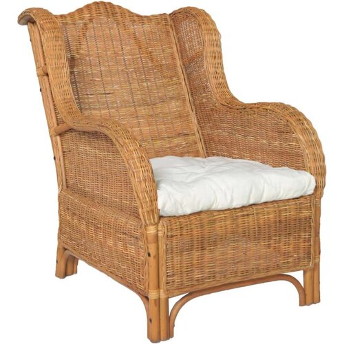 vidaXL Sofa s jastukom svjetlosmeđa od prirodnog ratana i platna Cene