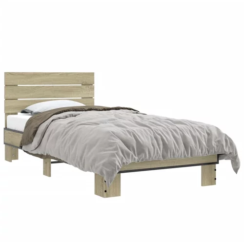 vidaXL Okvir za krevet boja hrasta 75x190 cm konstruirano drvo i metal