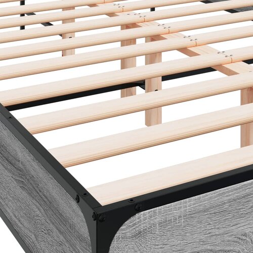  Okvir za krevet boja hrasta 120x190cm konstruirano drvo i metal Siva 120 x 190 cm Slike