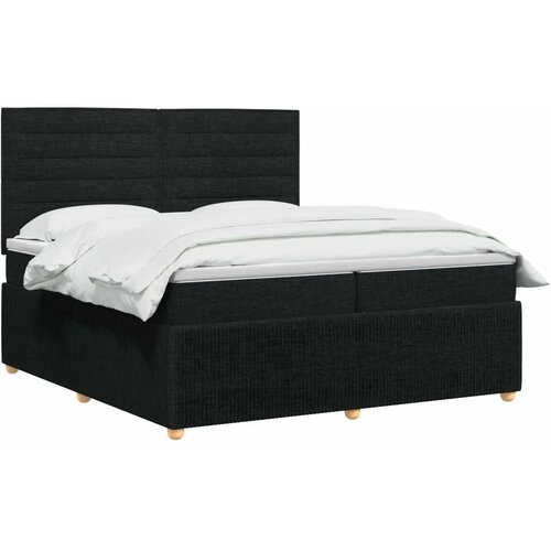  Boxspring krevet s madracem Crna 200 x 200 cm Tkanina - Crna 200 x 200 cm Dizajn linija Slike