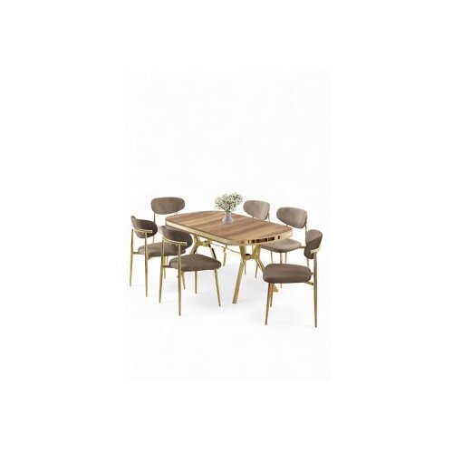 Hanah home Set trpezarijskog stola i stolica (7 delova) Olya Hrast Gold Cappuccino Cene