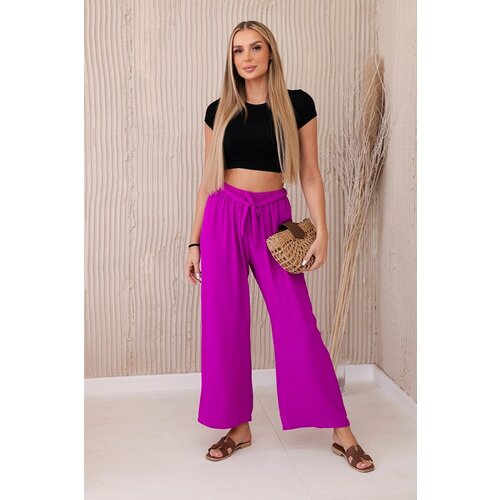 Kesi Wide-waisted trousers in dark purple colour Slike