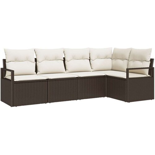  5-dijelna vrtna garnitura s jastučićima smeđi PE ratan  2-sjedalni vrtni kauč s jastučićima smeđi PE ratan Cijene