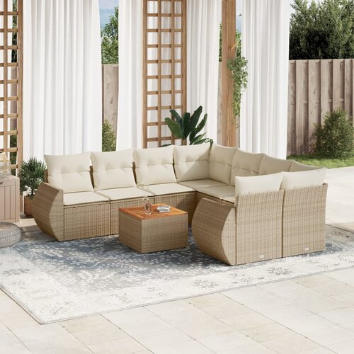  9-dijelni set vrtnih sofa s jastucima bež od poliratana 70 x 62 x 69 cm Cene
