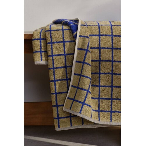 Jotex Zelena/modra bombažna brisača 90x150 cm Grid &amp;ndash; Slike