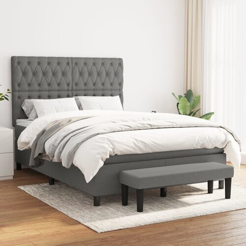 The Living Store Box spring posteljni z vzmetnico temno siv 140x190 cm blago - Box Spring Postelja, (21516899) Slike