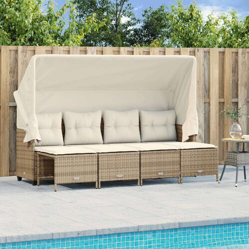  5-dijelni vrtni set sofa s jastucima bež od poliratana Slike