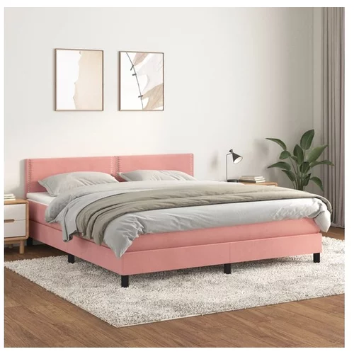  Box spring postelja z vzmetnico roza 180x200 cm žamet
