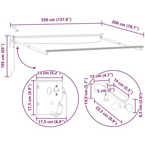  Električna retraktabilna tenda Žuta i bijela 3 5 x 2 m - Antracit Žuta i bijela 3 5 x 2 m Slike