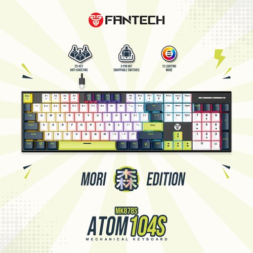 Fantech Tastatura mehanička Gaming MK878S RGB Atom 104S Mori bela (Red switch) Cene