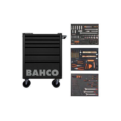 Bahco crna kolica za alat sa 6 fioka sa 206 alata 1472K6BKFF19SD Slike