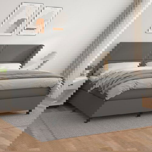  The Living Store Box spring postelja z vzmetnico siva 180x200 cm umetno usnje - Box Spring Postelja, (21502729) Slike