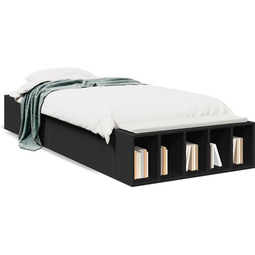 vidaXL Posteljni okvir črn 90x200 cm inženirski les Cene