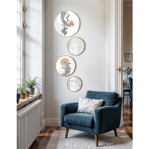 Wallity uramljena slika Roundmirrorset-0003, 4 dela Cene
