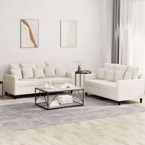  2-dijelni set sofa s jastucima krem baršunasti Cijene