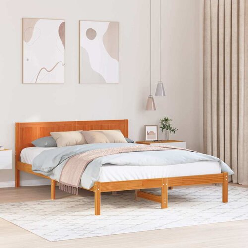  Krevetna konstrukcija Smeđa 140 x 200 cm Čvrsto borovo drvo Cijene